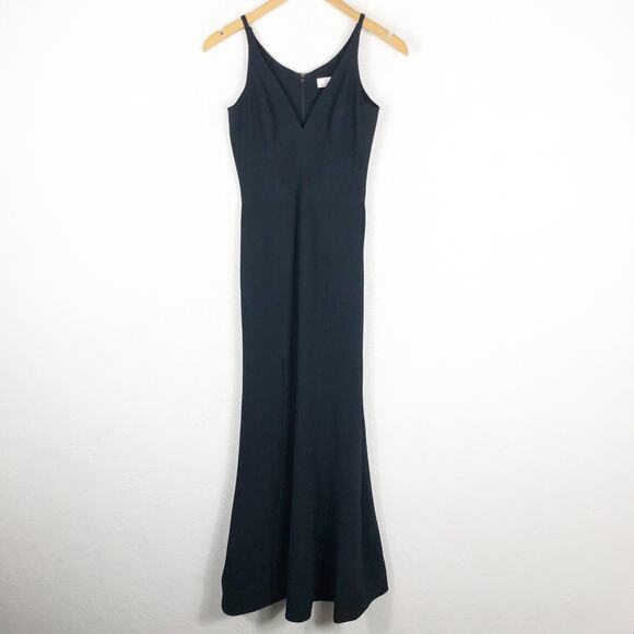 Dress The Population Iris Slit Crepe Black Gown Maxi Dress - Picture 3 of 14